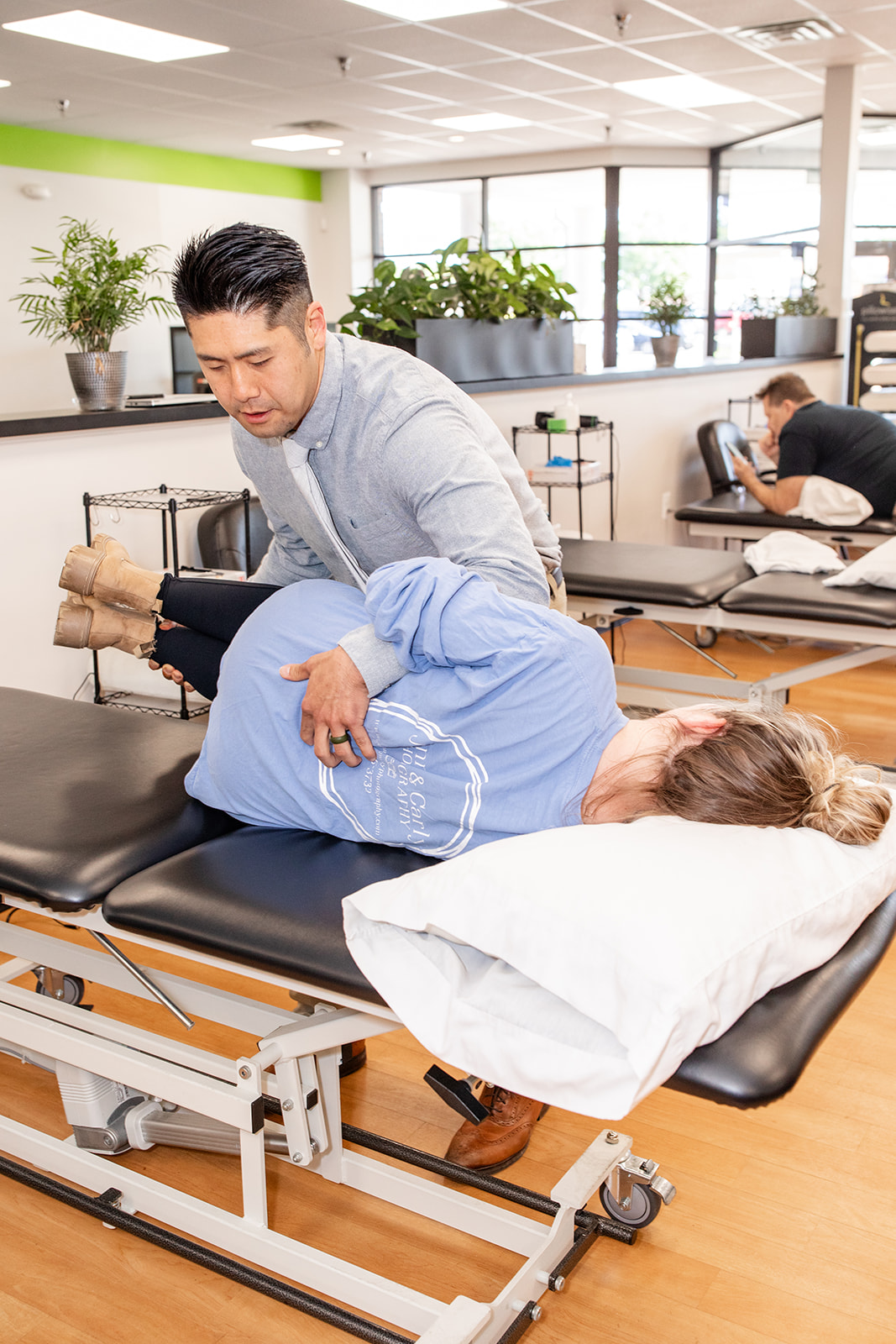 Physical Therapist Dr. Tami treats a patient's foot at PRIME Physical Therapy in Eldersburg, Maryland.