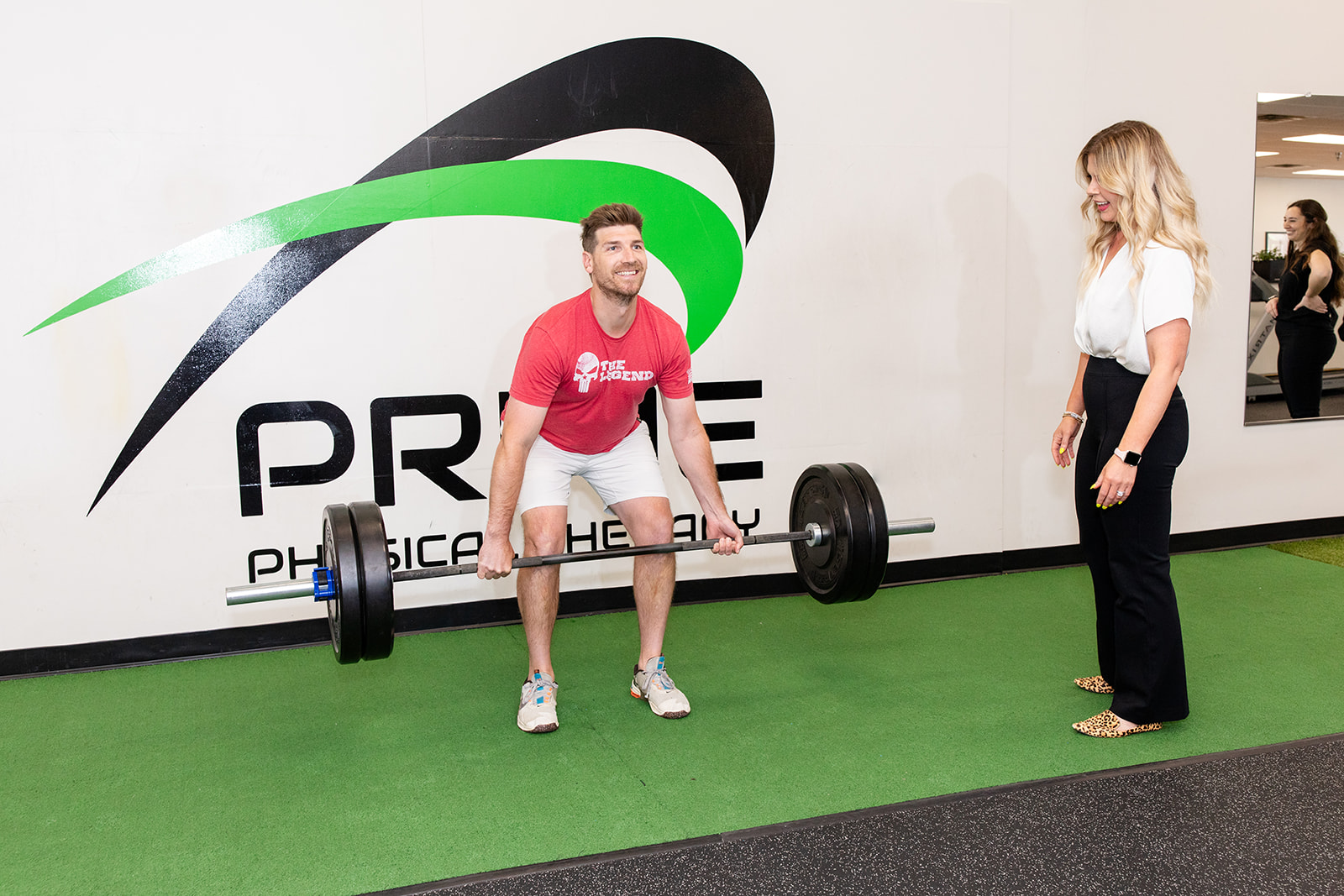 Dr. Laura Yoo participates in strength training at PRIME Physical Therapy in Eldersburg, MD.