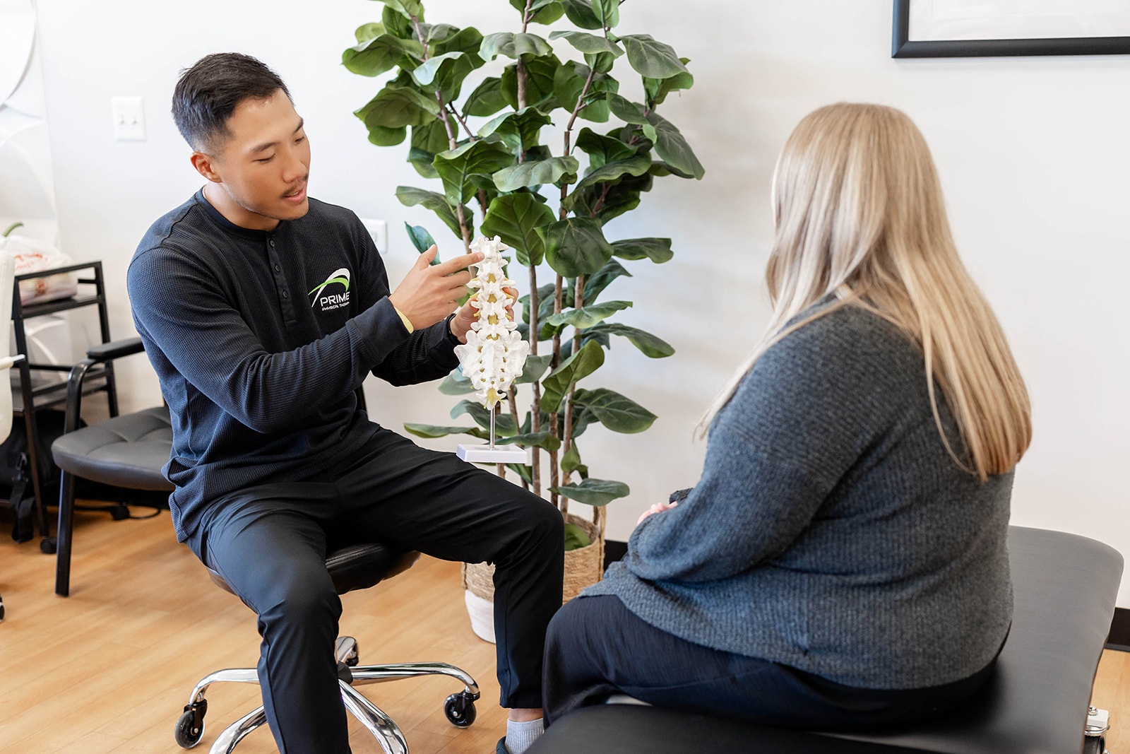 Physical Therapist Dr. Tami treats a patient's foot at PRIME Physical Therapy in Eldersburg, Maryland.